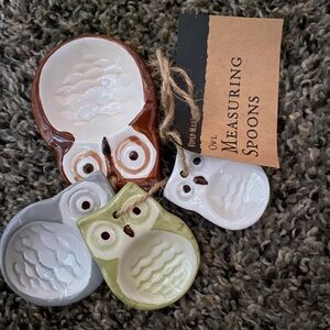 Cost Plus World Market Owl Measuring Spoons in Brown, Green, and Gray